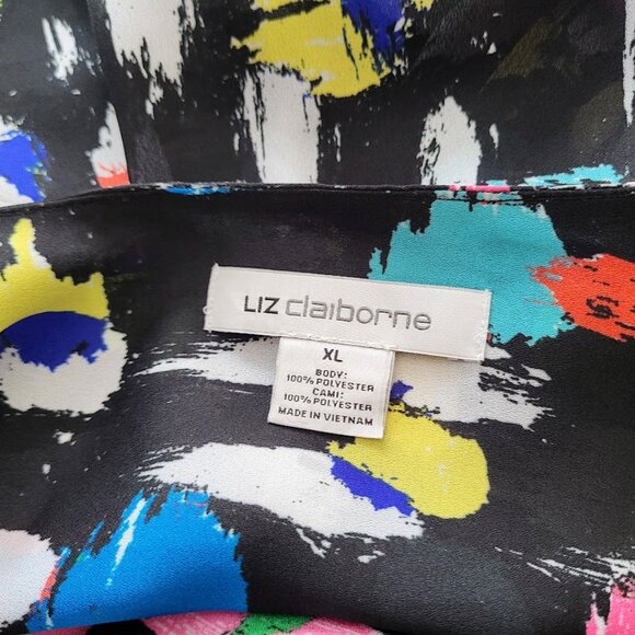 LIZ CLAIBORNE Multi-Colored Long Sleeve Open Front Wrap Blouse - Women's XL - Picture 5 of 5